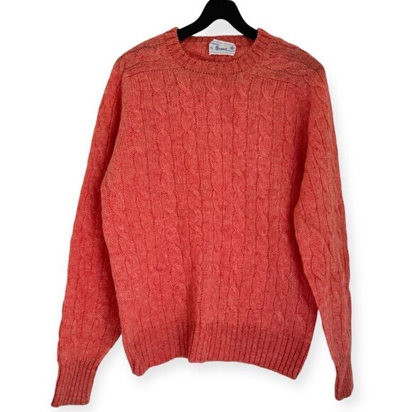 Deans of Scotland Red Cable Knit Crew Neck Wool Sweater Size 40 / Small - Picture 1 of 5